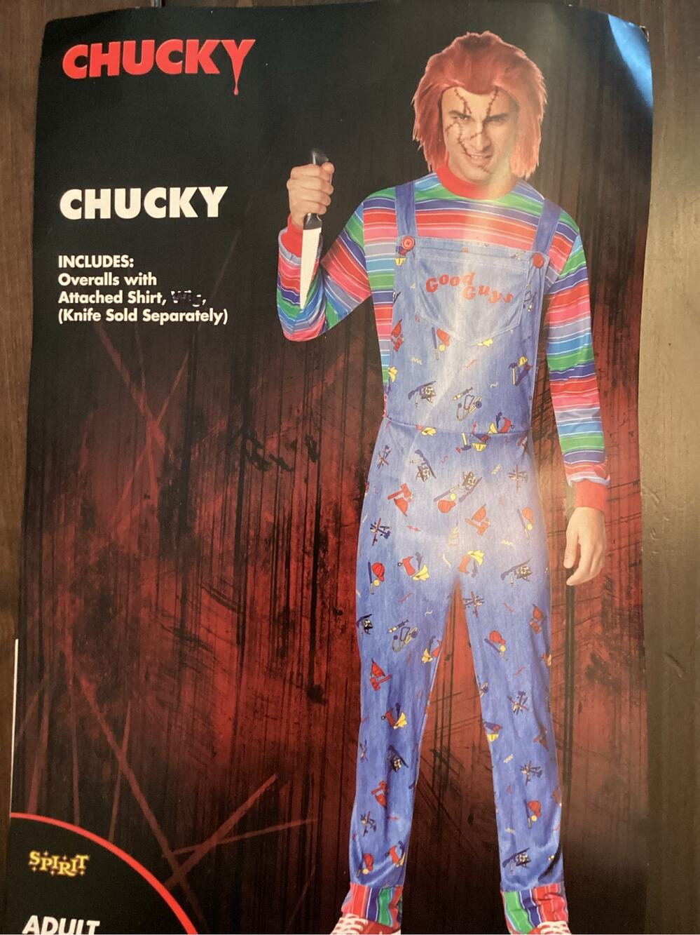 NIB Adult Good Guys Chucky Costume from Spirit Halloween L/XL